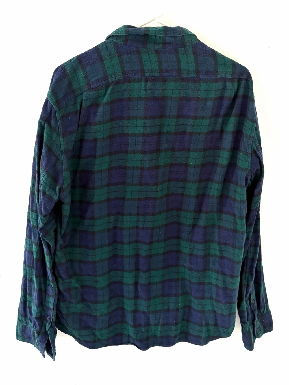 J. Crew Blue and Green Plaid Flannel Button-Up, Size: XL